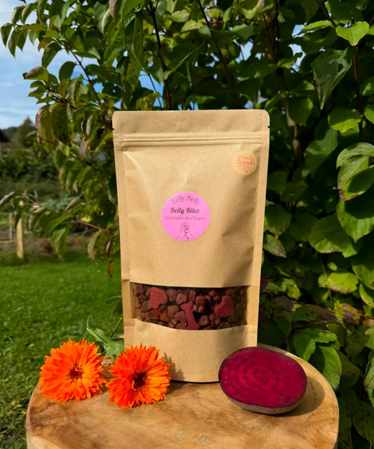 belly bites mit Roter beete und Ringelblume